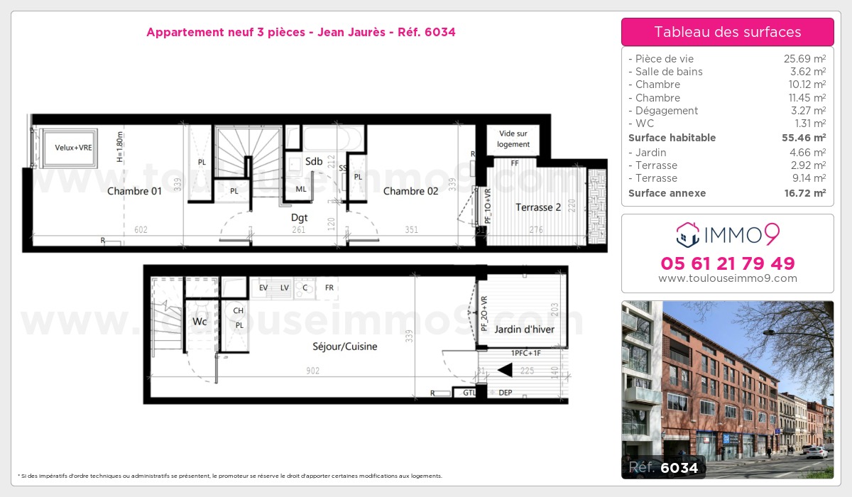 Plan et surfaces, Programme neuf Toulouse : Jean Jaurès Référence n° 6034