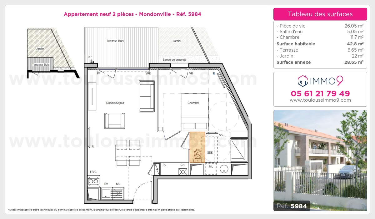 Plan et surfaces, Programme neuf Mondonville Référence n° 5984