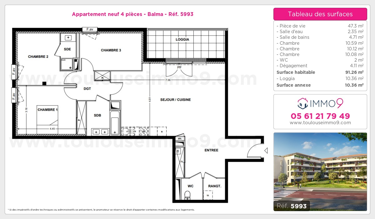 Plan et surfaces, Programme neuf Balma Référence n° 5993