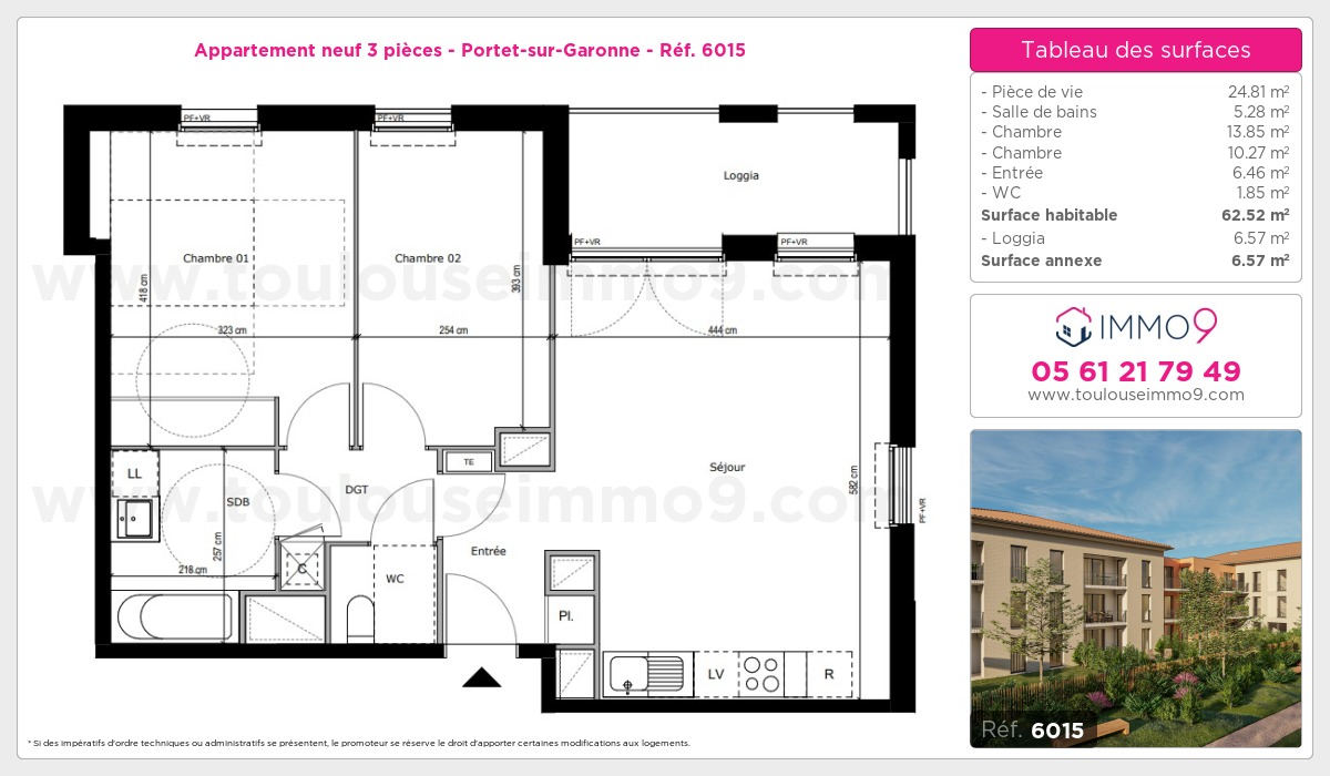 Plan et surfaces, Programme neuf Portet-sur-Garonne Référence n° 6015