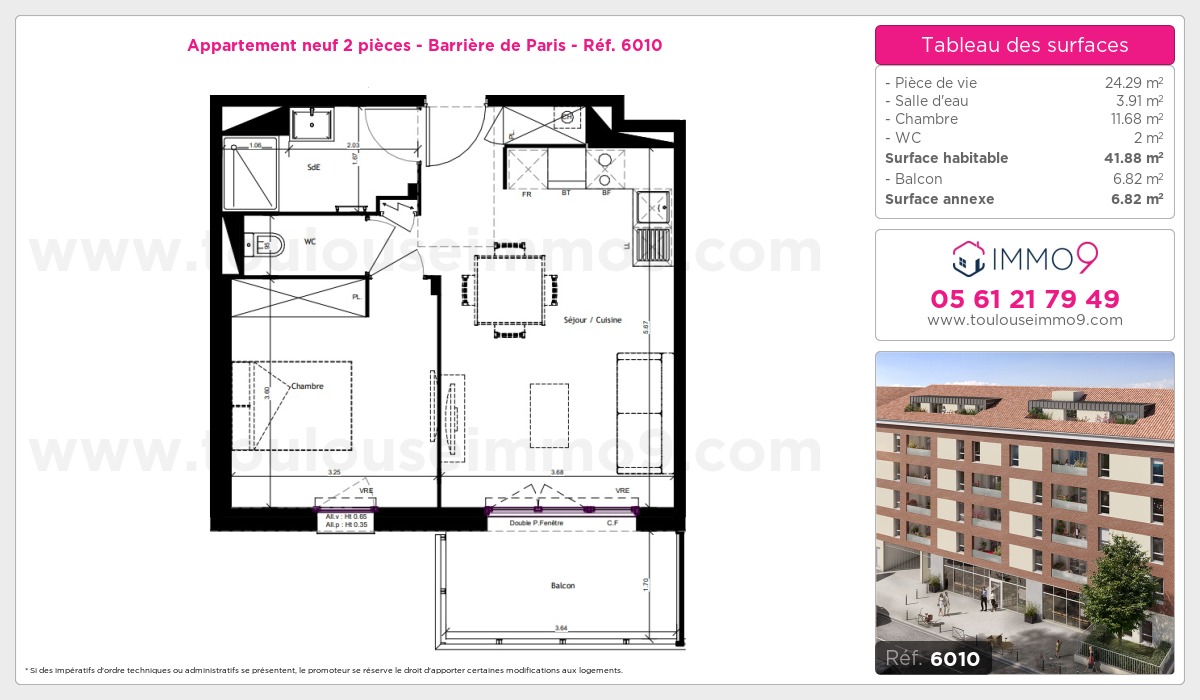 Plan et surfaces, Programme neuf Toulouse : Barrière de Paris Référence n° 6010