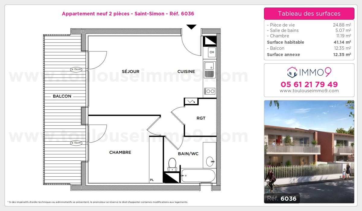 Plan et surfaces, Programme neuf Toulouse : Saint-Simon Référence n° 6036