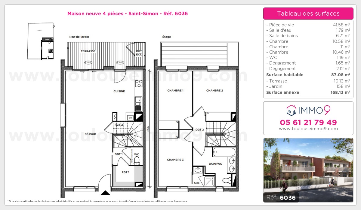 Plan et surfaces, Programme neuf Toulouse : Saint-Simon Référence n° 6036