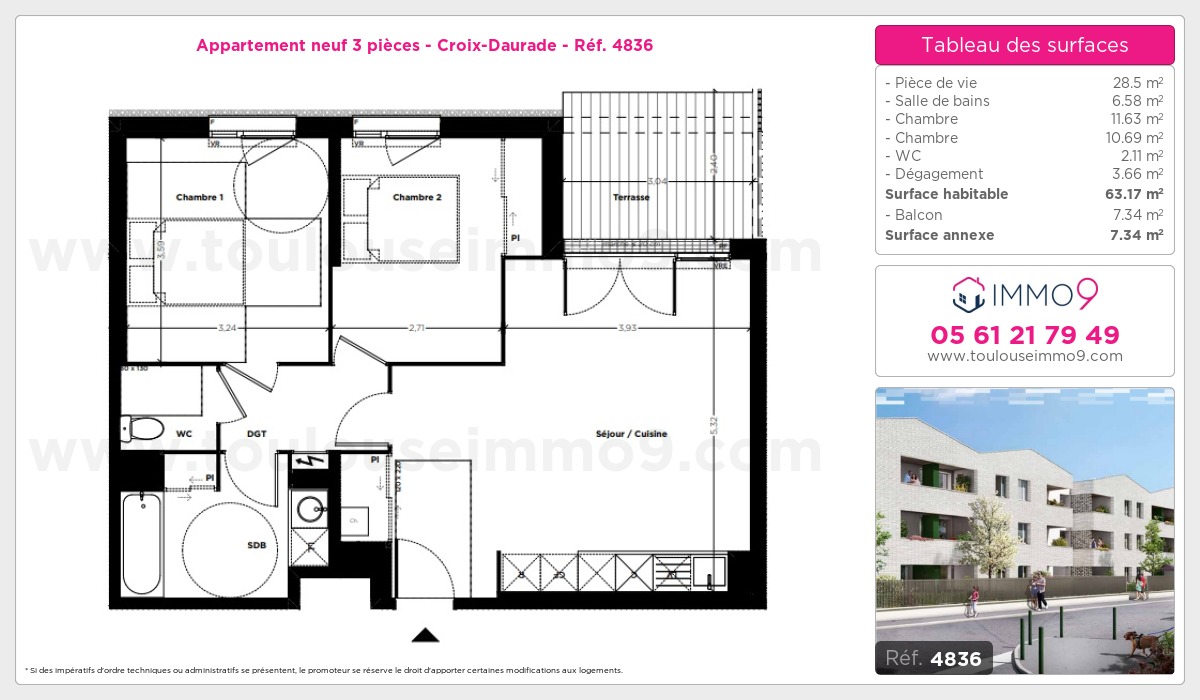 Plan et surfaces, Programme neuf Toulouse : Croix-Daurade Référence n° 4836