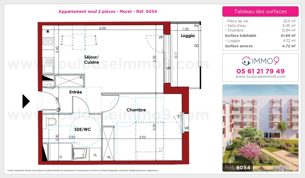 Plan et surfaces, Programme neuf Muret Référence n° 6054