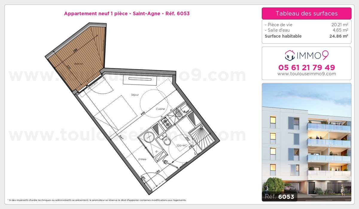 Plan et surfaces, Programme neuf Toulouse : Saint-Agne Référence n° 6053