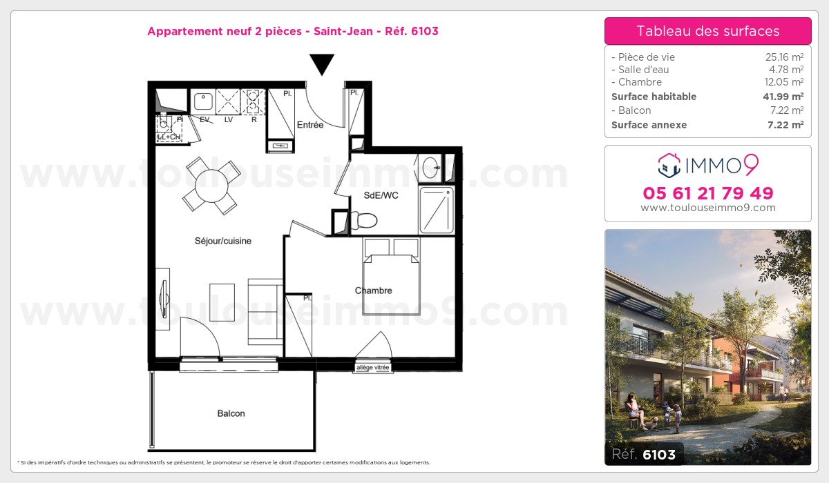 Plan et surfaces, Programme neuf Saint-Jean Référence n° 6103