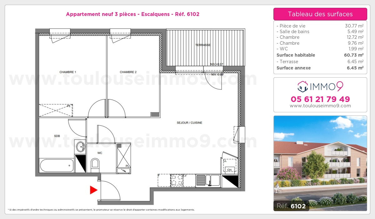 Plan et surfaces, Programme neuf Escalquens Référence n° 6102