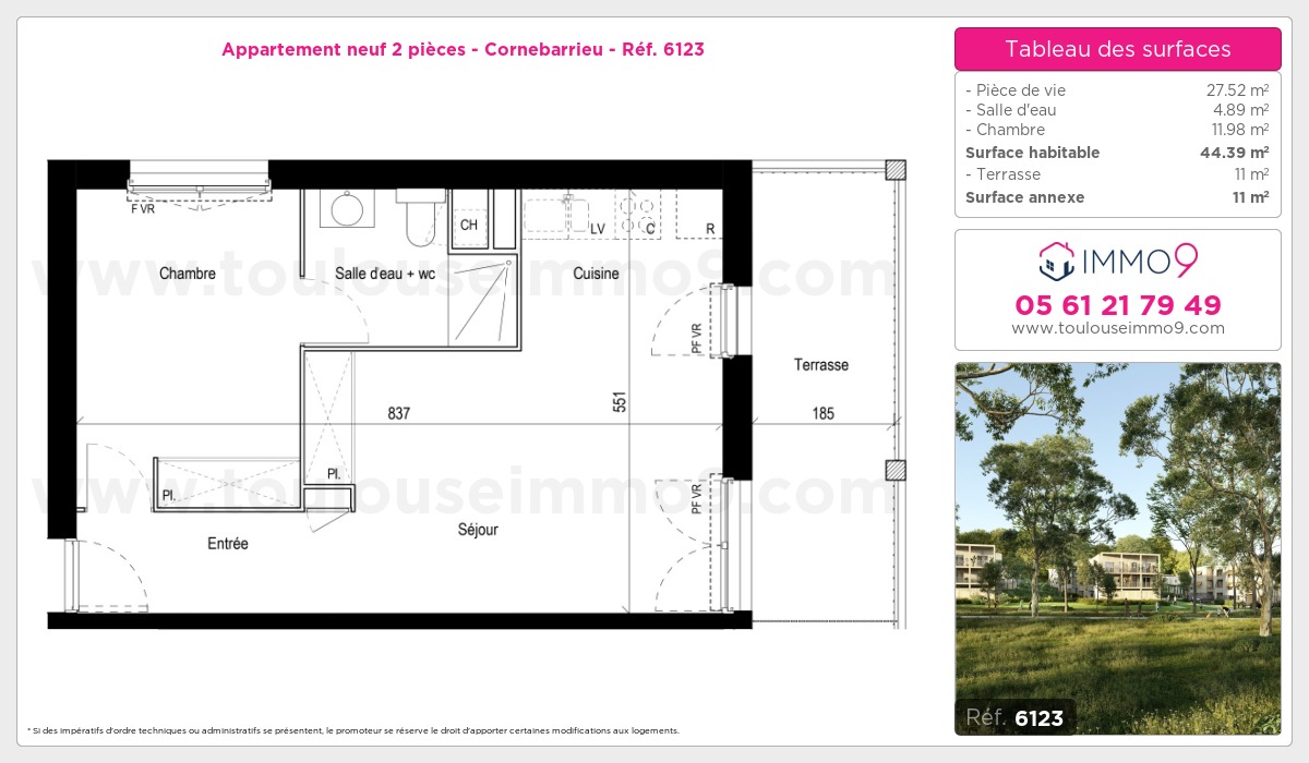 Plan et surfaces, Programme neuf Cornebarrieu Référence n° 6123