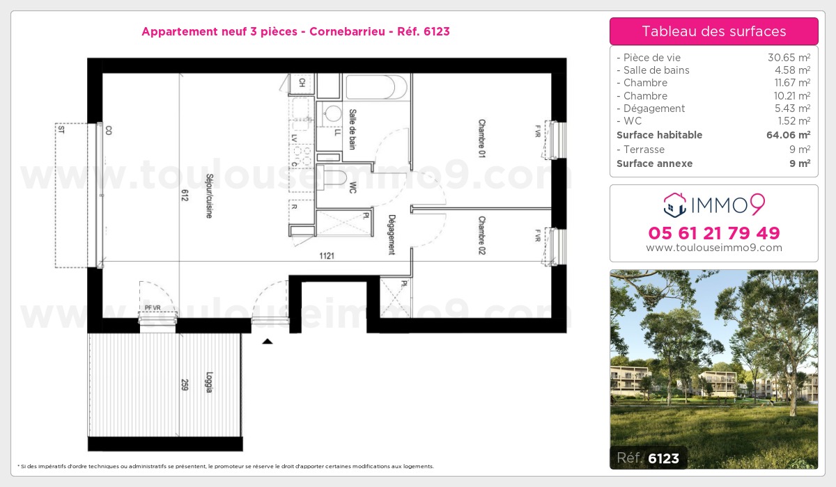 Plan et surfaces, Programme neuf Cornebarrieu Référence n° 6123