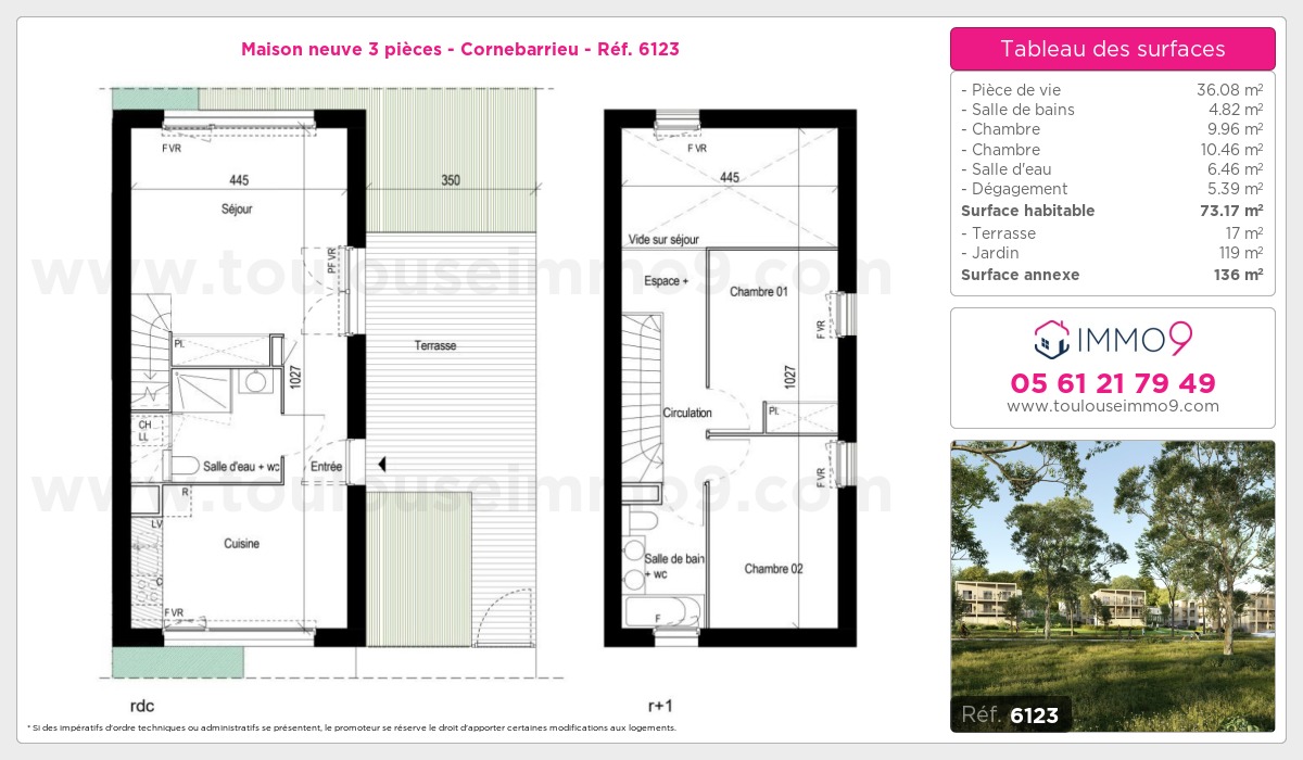 Plan et surfaces, Programme neuf Cornebarrieu Référence n° 6123