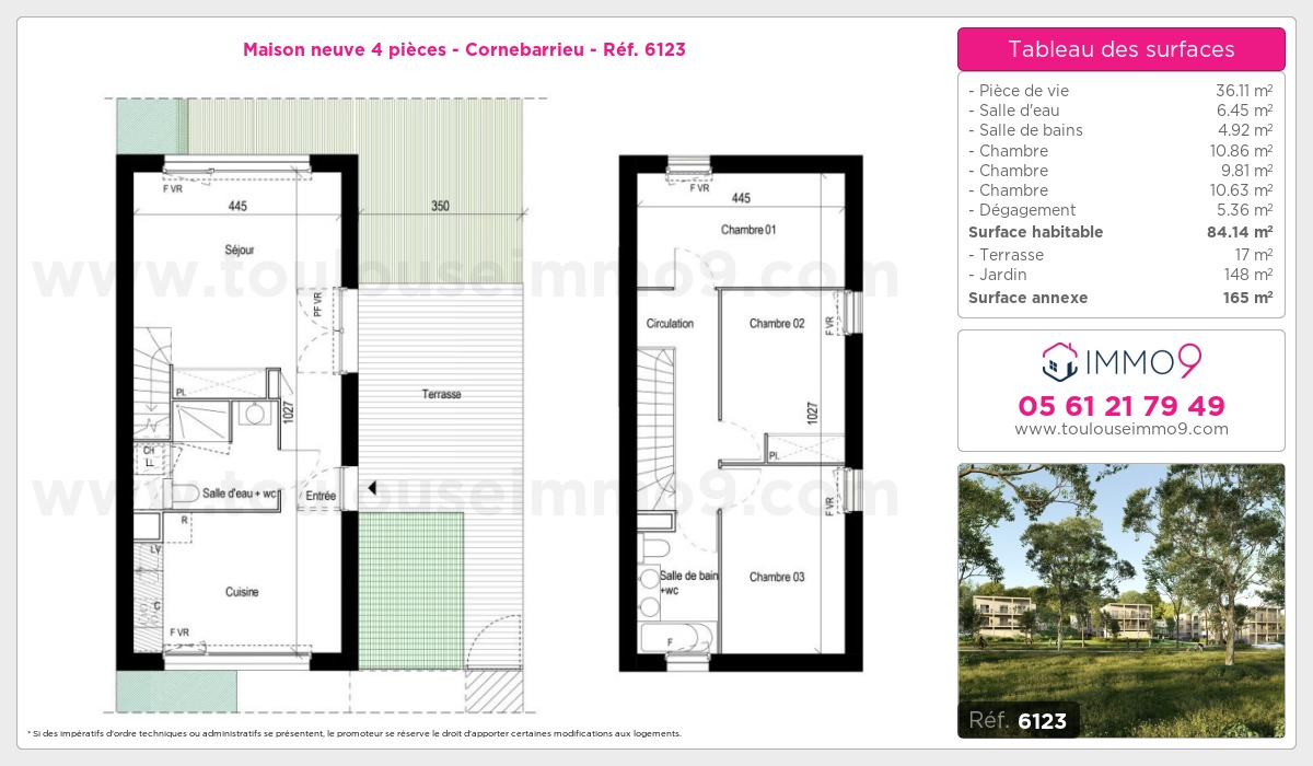 Plan et surfaces, Programme neuf Cornebarrieu Référence n° 6123