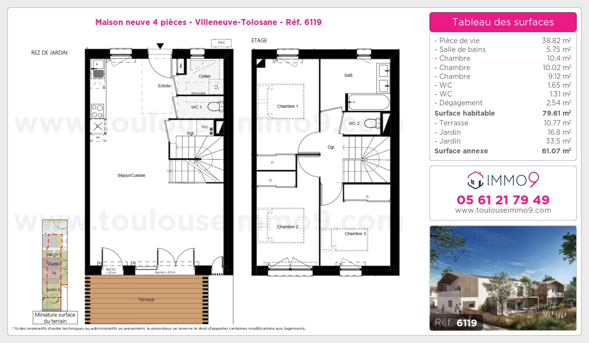 Plan et surfaces, Programme neuf Villeneuve-Tolosane Référence n° 6119