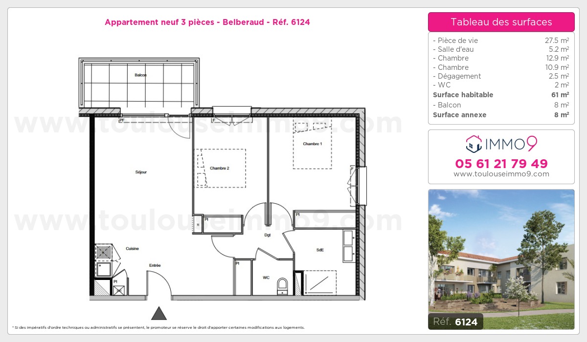 Plan et surfaces, Programme neuf Belberaud Référence n° 6124