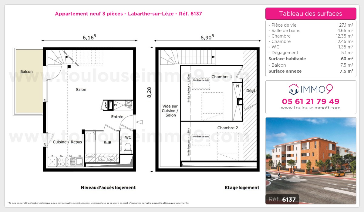 Plan et surfaces, Programme neuf Labarthe-sur-Lèze Référence n° 6137