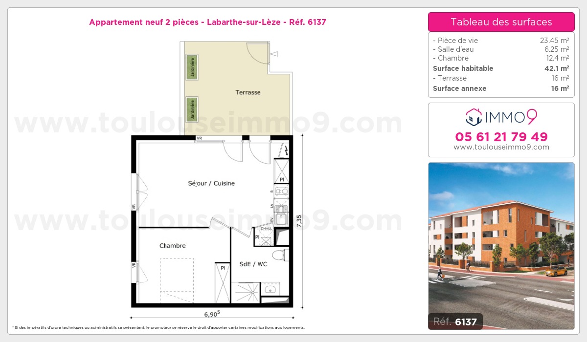 Plan et surfaces, Programme neuf Labarthe-sur-Lèze Référence n° 6137