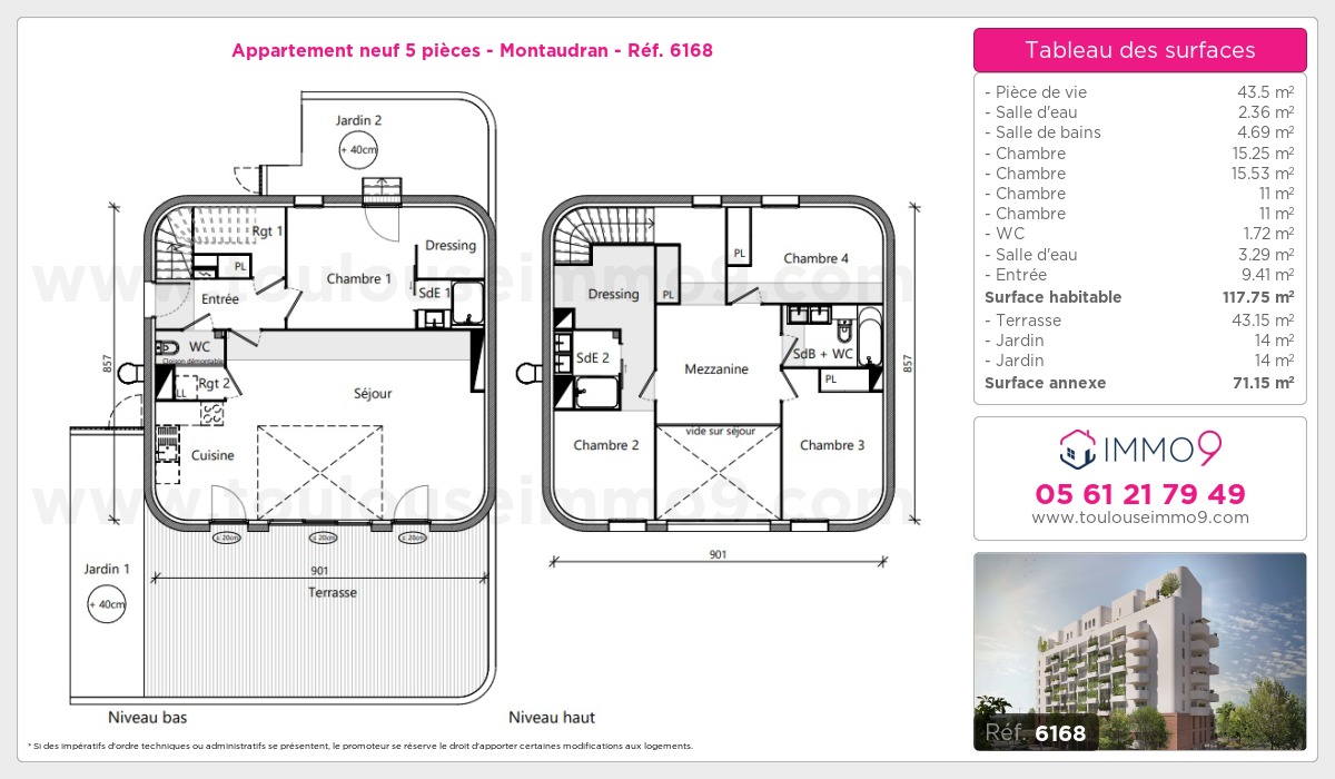 Plan et surfaces, Programme neuf Toulouse : Montaudran Référence n° 6168