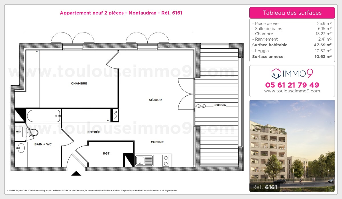 Plan et surfaces, Programme neuf Toulouse : Montaudran Référence n° 6161