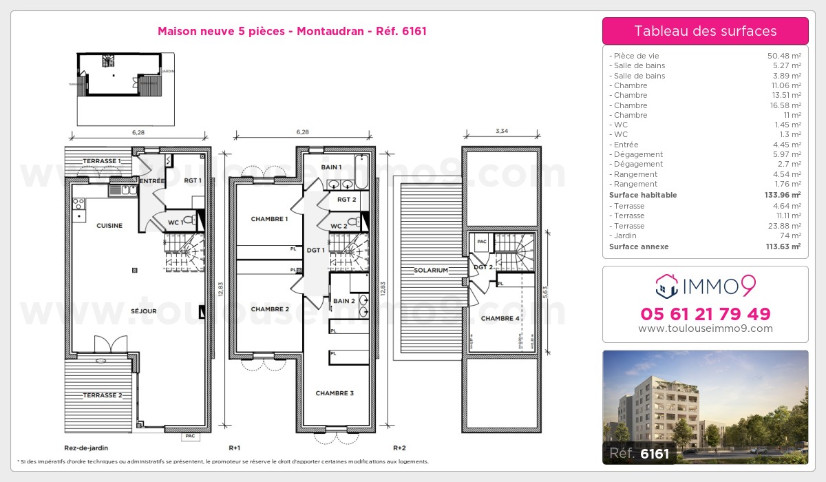 Plan et surfaces, Programme neuf Toulouse : Montaudran Référence n° 6161