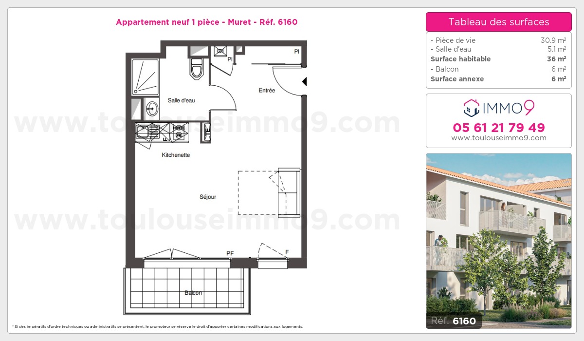 Plan et surfaces, Programme neuf Muret Référence n° 6160