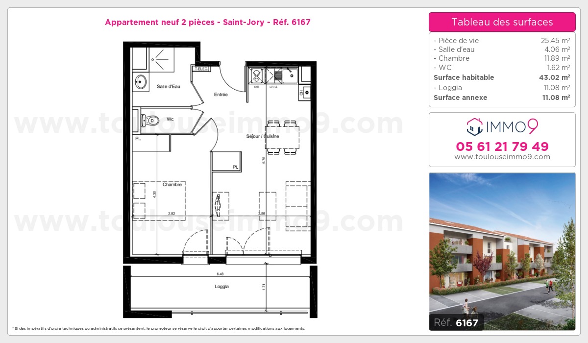 Plan et surfaces, Programme neuf Saint-Jory Référence n° 6167