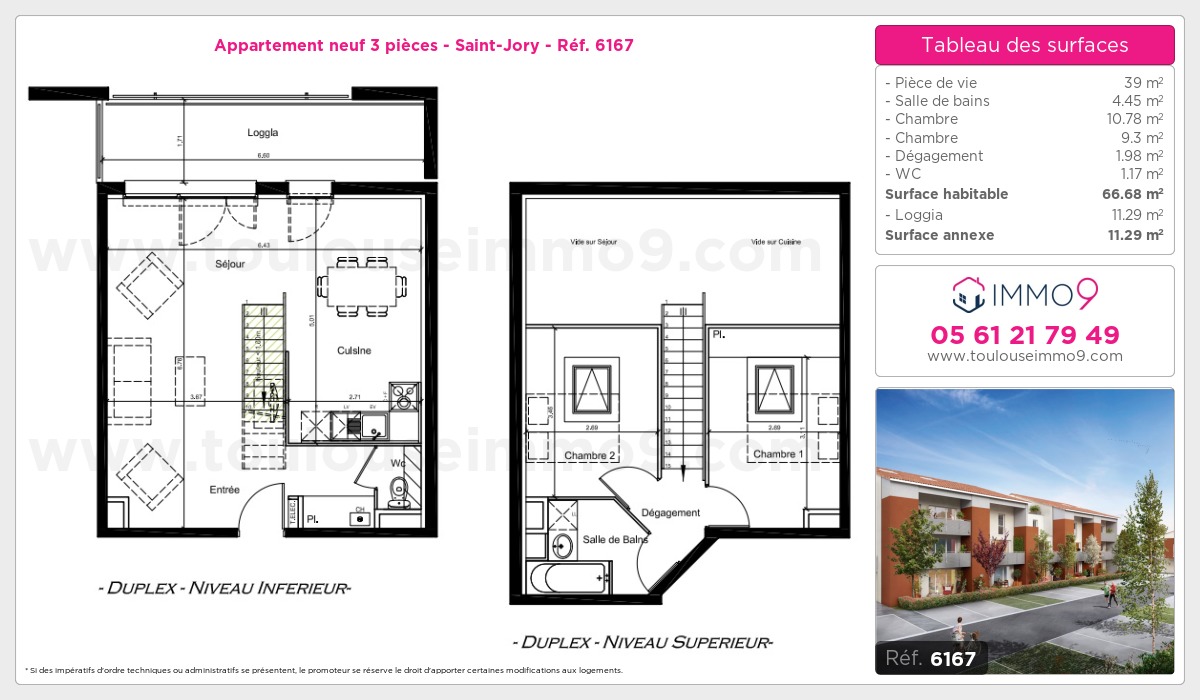 Plan et surfaces, Programme neuf Saint-Jory Référence n° 6167