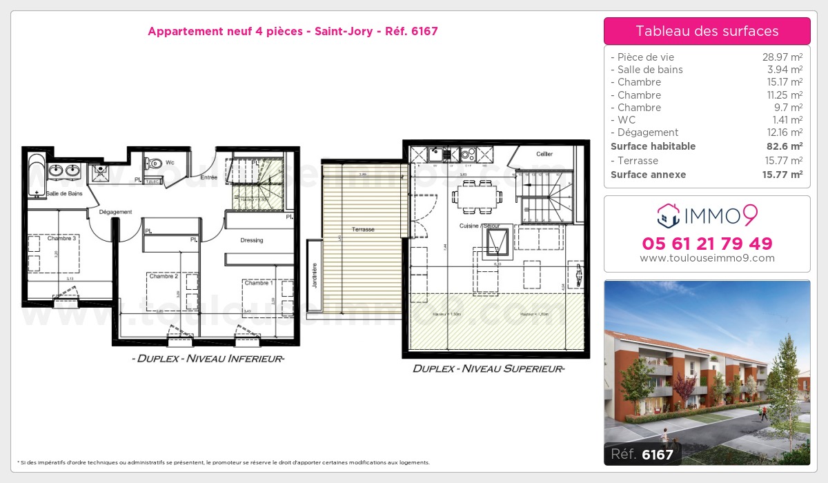 Plan et surfaces, Programme neuf Saint-Jory Référence n° 6167