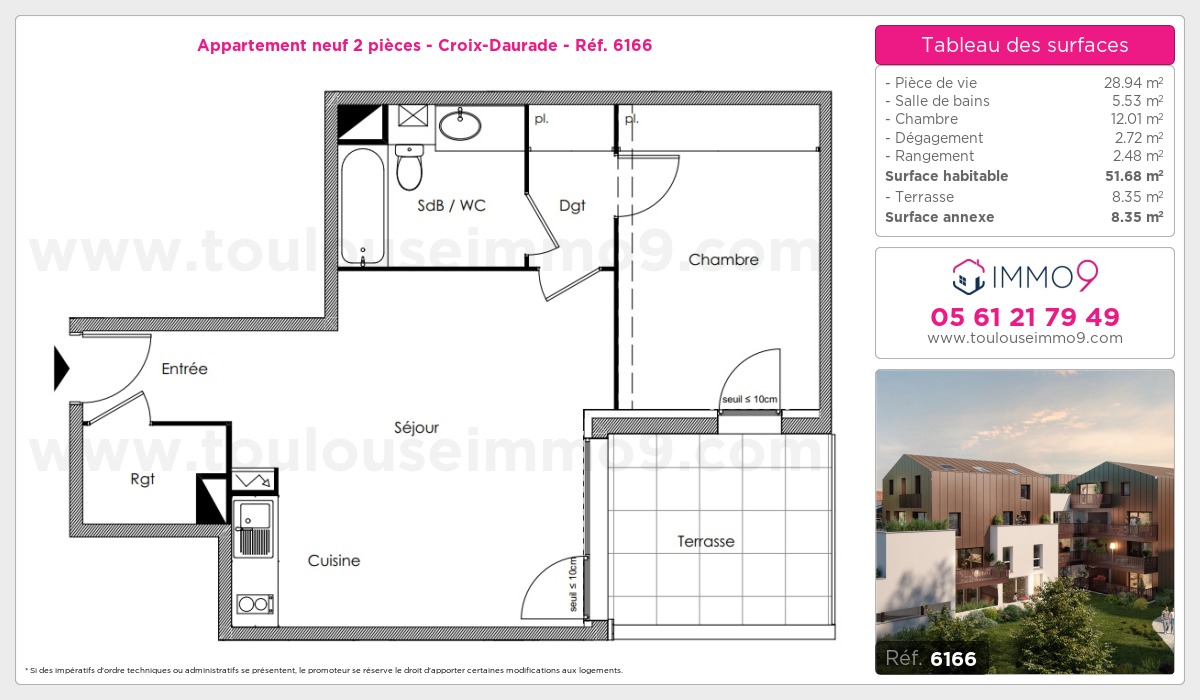 Plan et surfaces, Programme neuf Toulouse : Croix-Daurade Référence n° 6166