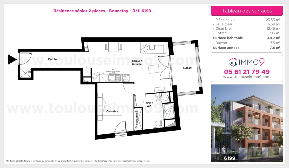 Plan et surfaces, Programme neuf Toulouse : Bonnefoy Référence n° 6199