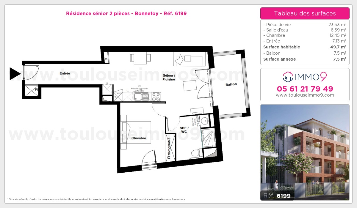 Plan et surfaces, Programme neuf Toulouse : Bonnefoy Référence n° 6199