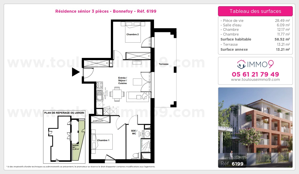 Plan et surfaces, Programme neuf Toulouse : Bonnefoy Référence n° 6199