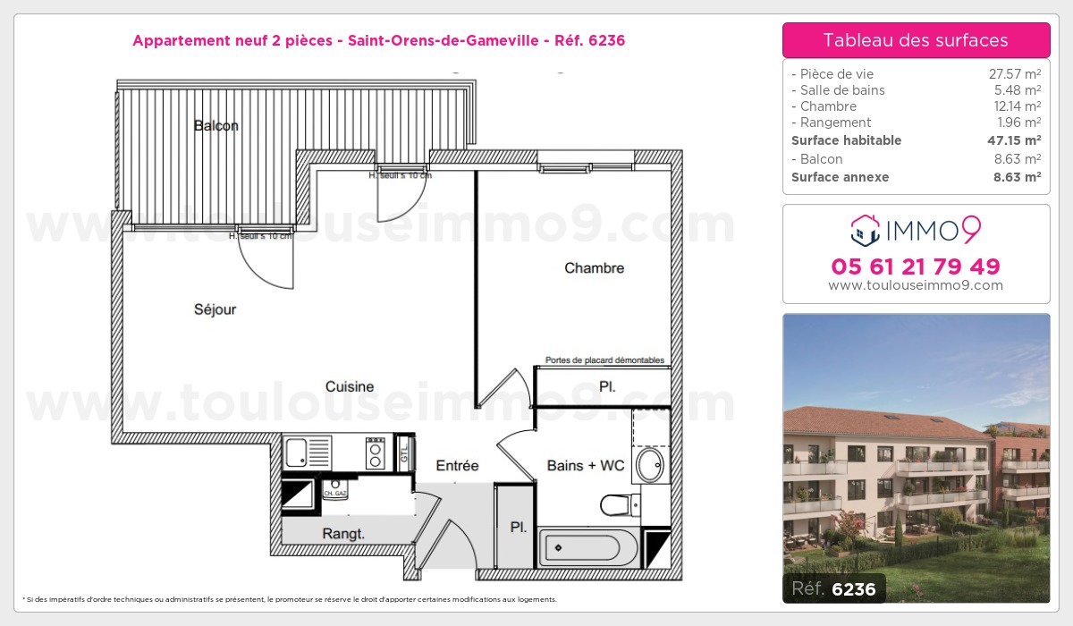 Plan et surfaces, Programme neuf Saint-Orens-de-Gameville Référence n° 6236