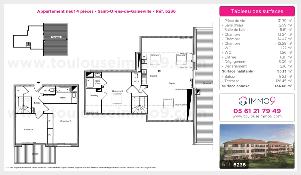 Plan et surfaces, Programme neuf Saint-Orens-de-Gameville Référence n° 6236