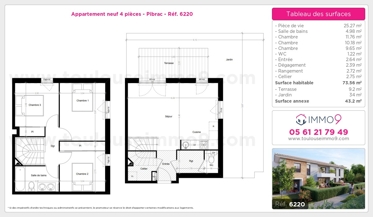 Plan et surfaces, Programme neuf Pibrac Référence n° 6220