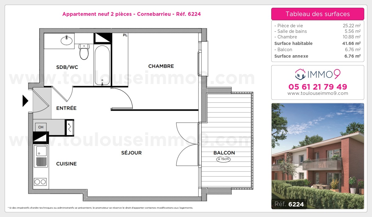 Plan et surfaces, Programme neuf Cornebarrieu Référence n° 6224