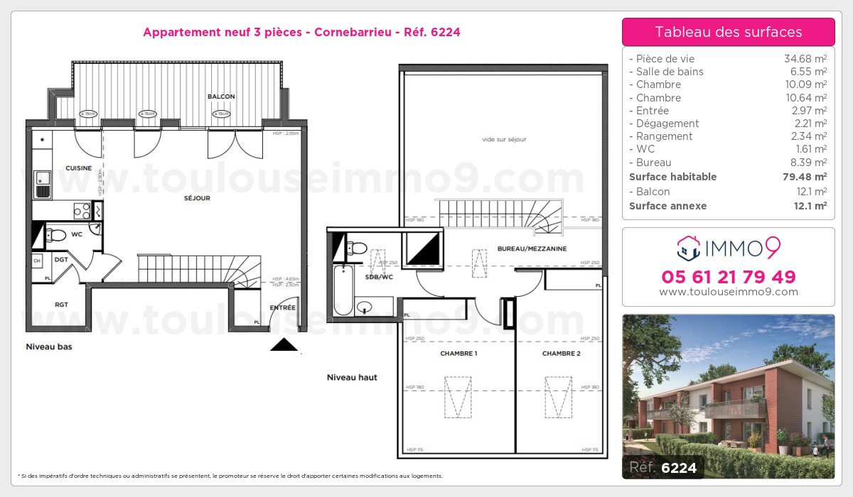 Plan et surfaces, Programme neuf Cornebarrieu Référence n° 6224