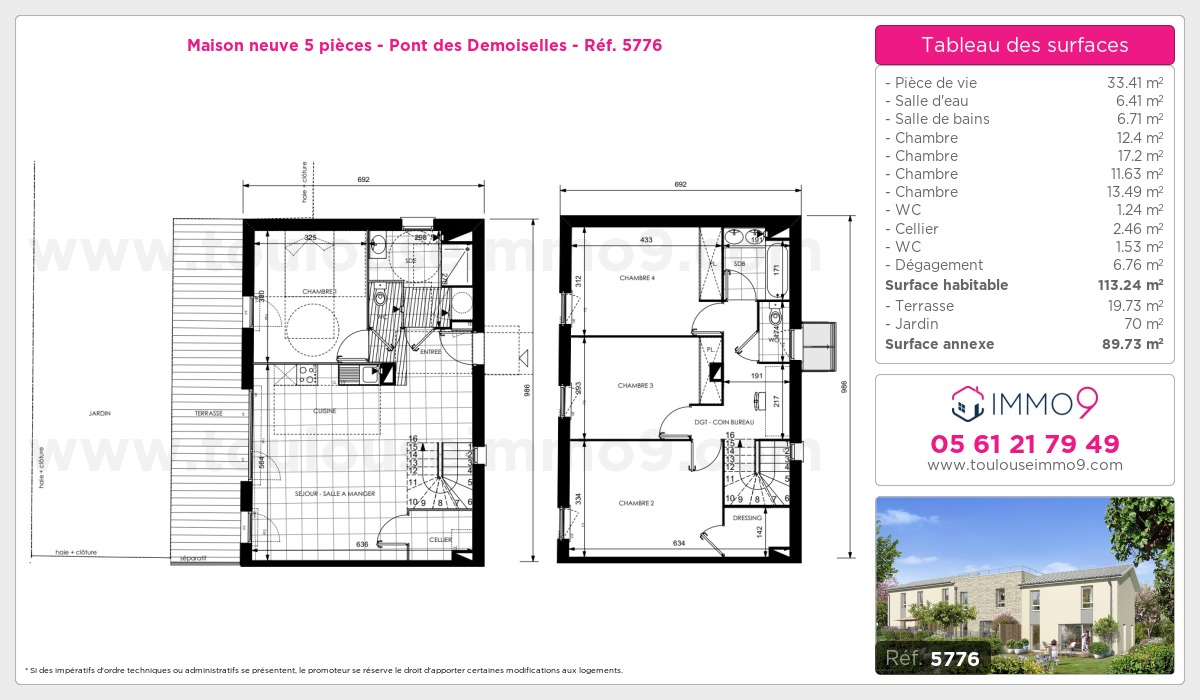 Plan et surfaces, Programme neuf Toulouse : Pont des Demoiselles Référence n° 5776