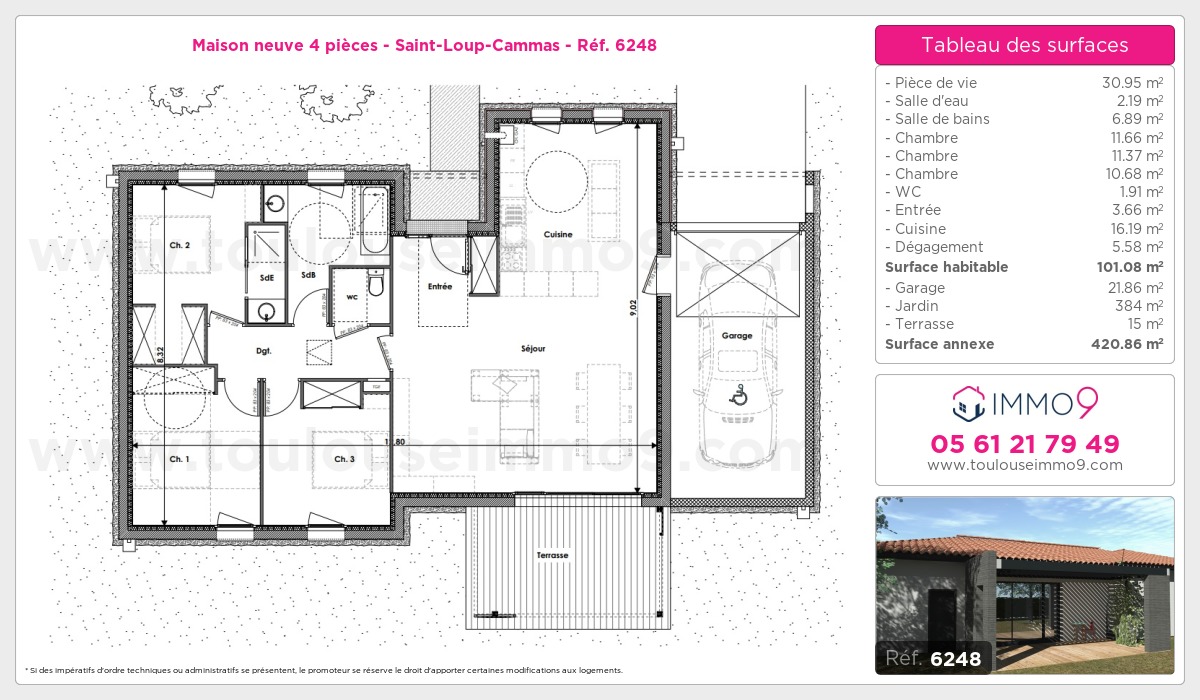 Plan et surfaces, Programme neuf Saint-Loup-Cammas Référence n° 6248