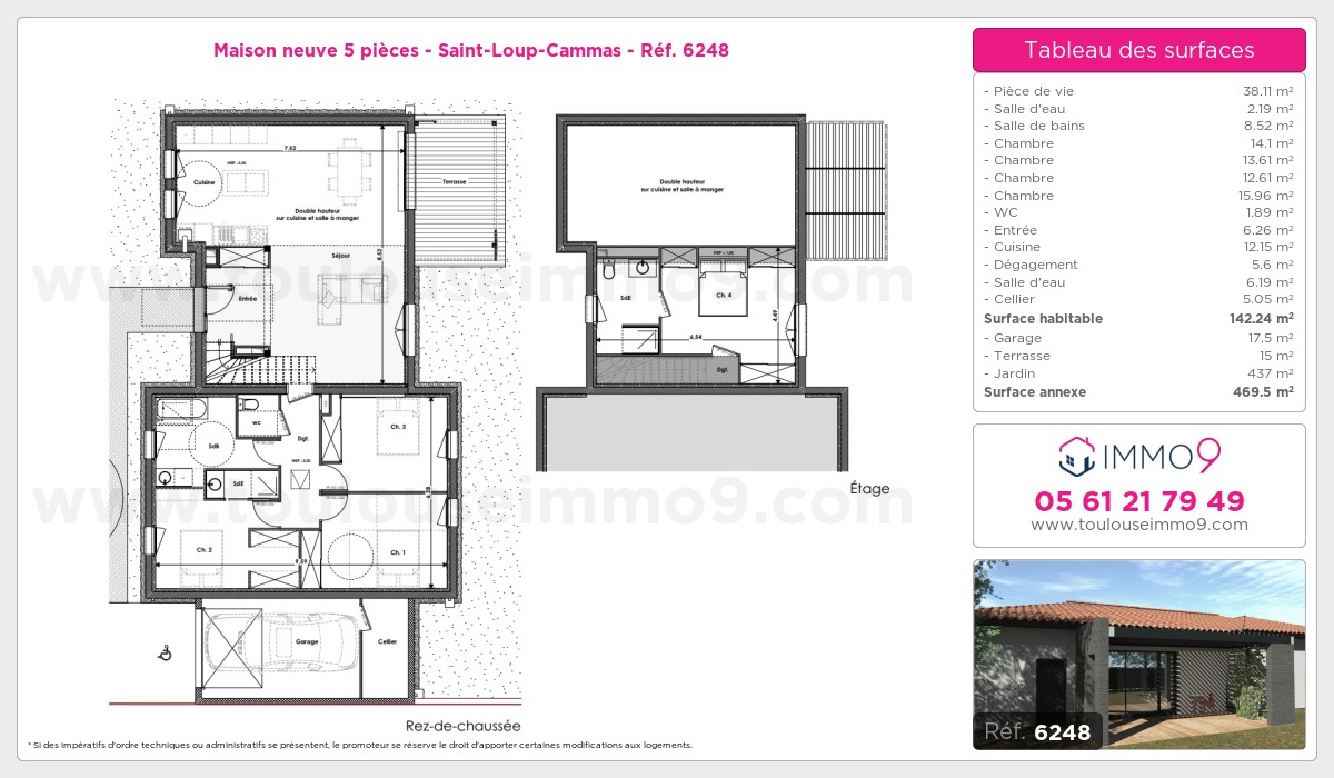 Plan et surfaces, Programme neuf Saint-Loup-Cammas Référence n° 6248