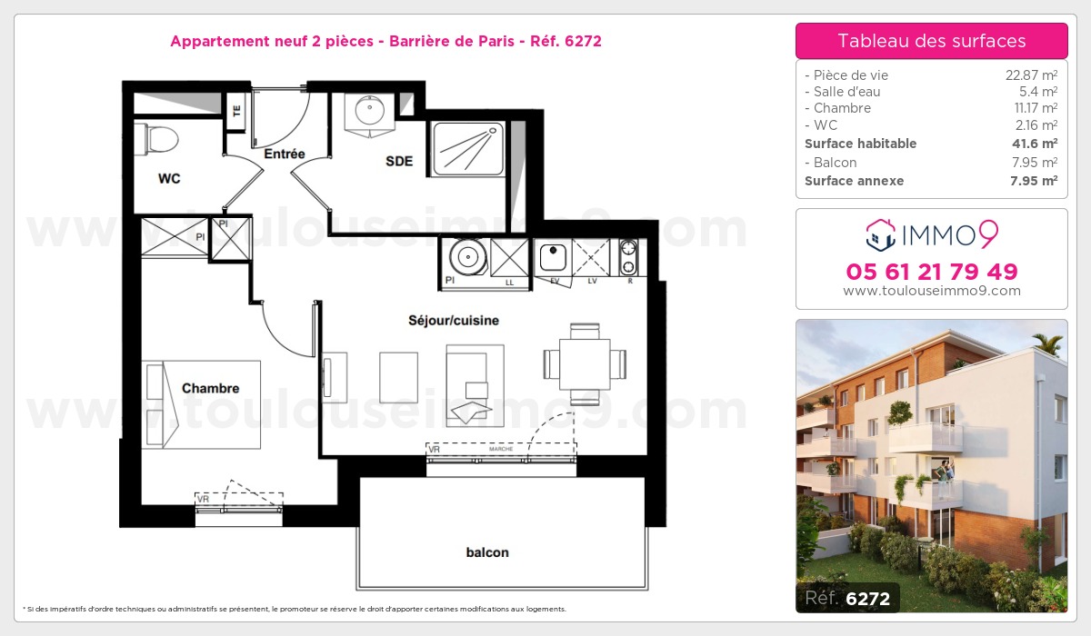 Plan et surfaces, Programme neuf Toulouse : Barrière de Paris Référence n° 6272