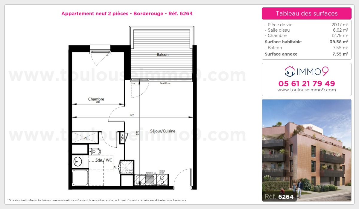 Plan et surfaces, Programme neuf Toulouse : Borderouge Référence n° 6264