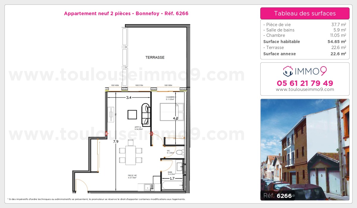Plan et surfaces, Programme neuf Toulouse : Bonnefoy Référence n° 6266