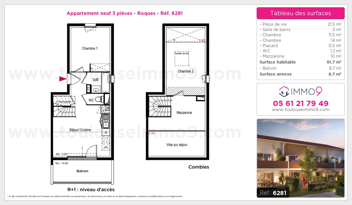 Plan et surfaces, Programme neuf Roques Référence n° 6281