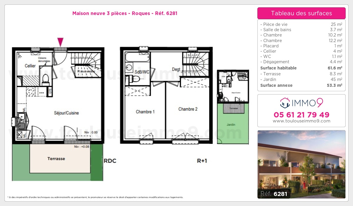 Plan et surfaces, Programme neuf Roques Référence n° 6281