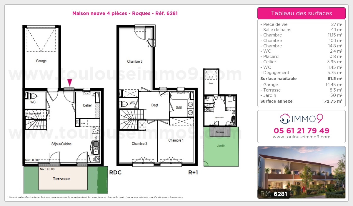 Plan et surfaces, Programme neuf Roques Référence n° 6281