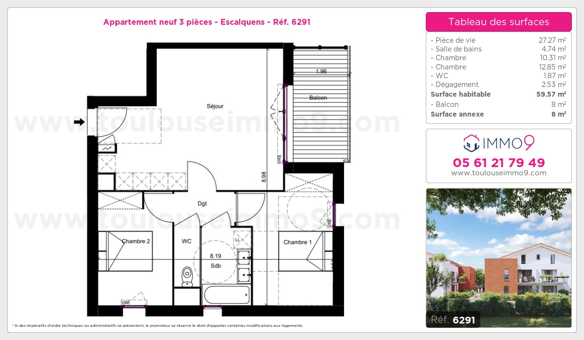 Plan et surfaces, Programme neuf Escalquens Référence n° 6291