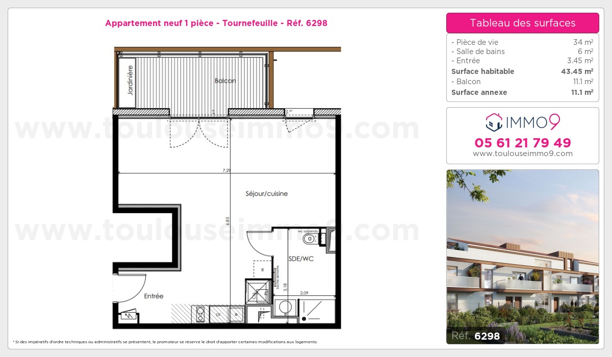 Plan et surfaces, Programme neuf Tournefeuille Référence n° 6298