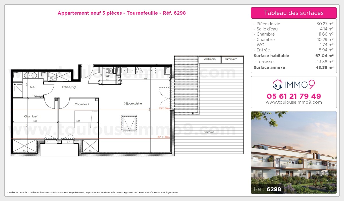 Plan et surfaces, Programme neuf Tournefeuille Référence n° 6298