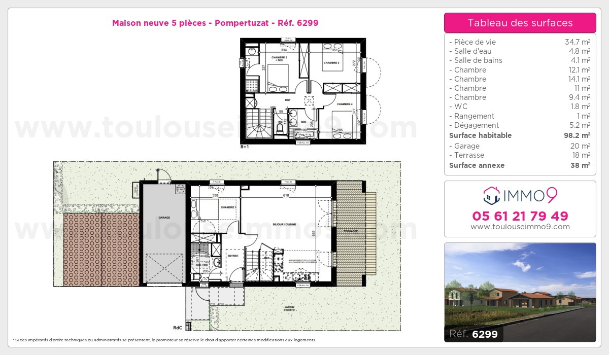 Plan et surfaces, Programme neuf Pompertuzat Référence n° 6299