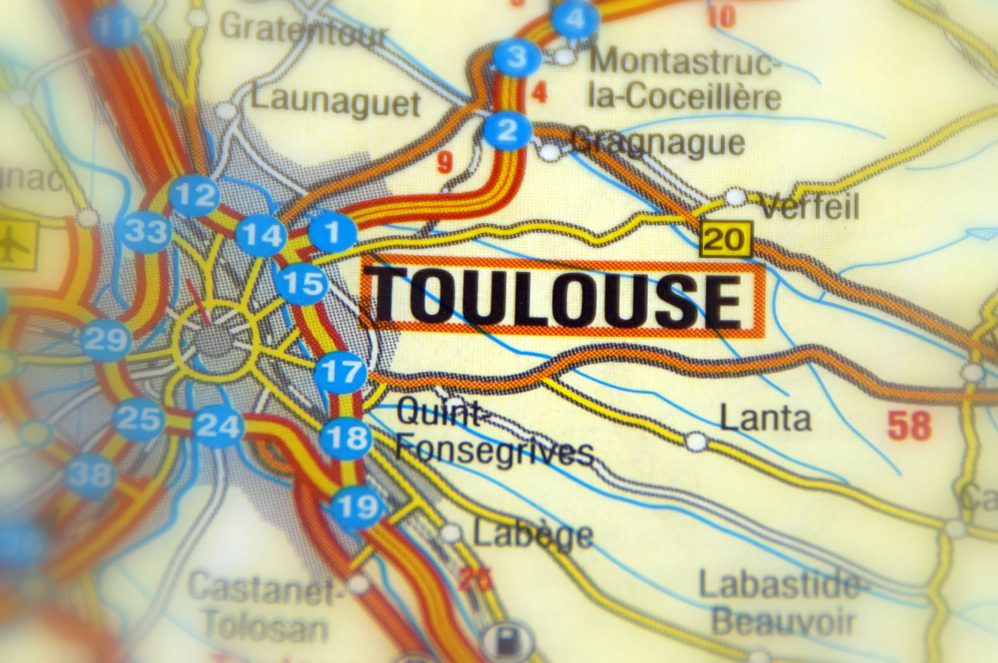 Carte indiquant la ville de Toulouse